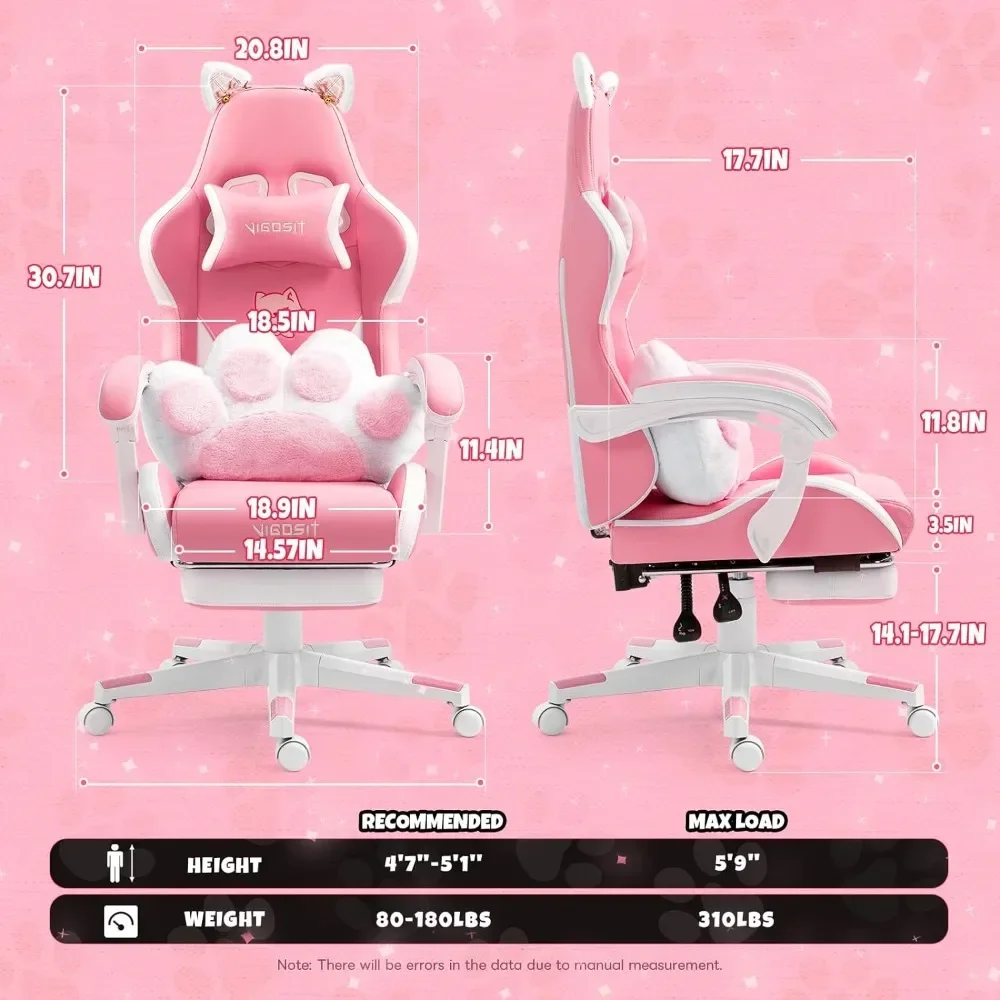 Pc Gaming Quotes - Cadeira gamer rosa com almofada lombar