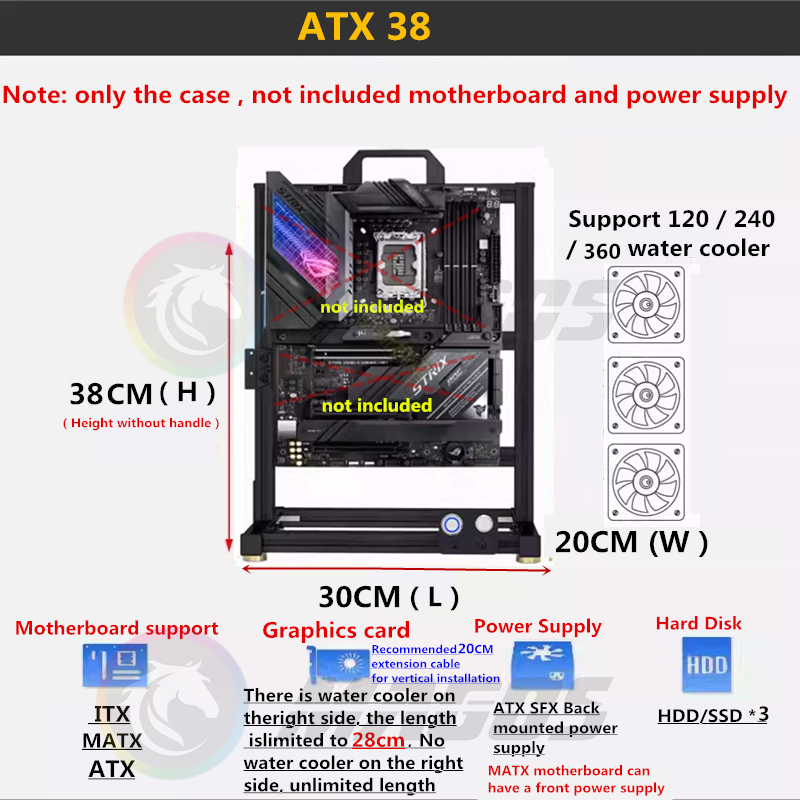 Mod atx aberto pc caso quadro  - Pc Gaming Center avaliação e preço