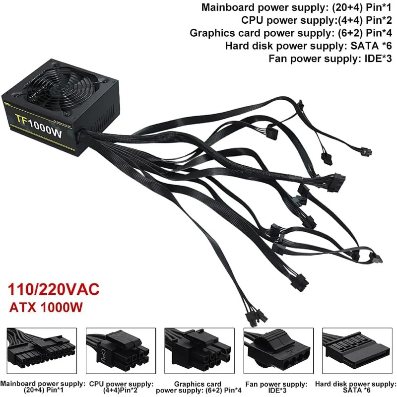 1000w 100-240v atx ouro fonte  - Pc Unit For Gaming avaliação e preço