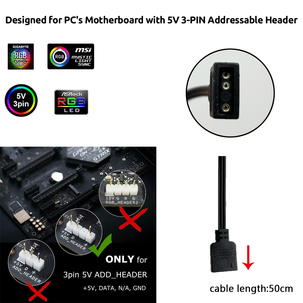 Conector ARGB 3 Pinos 5V para  - Pc Gaming Usa avaliação e preço
